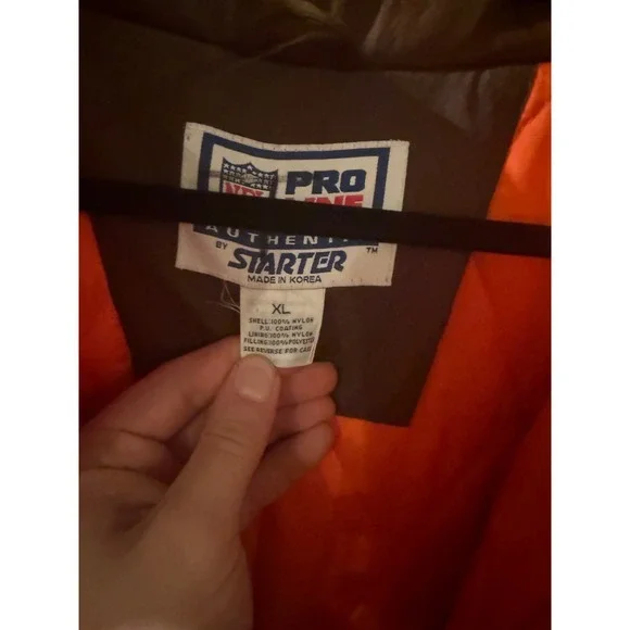Vintage Starter Cleveland Browns NFL Brown Orange Hooded Jacket XL NFL Pro Line - Picture 5 of 7